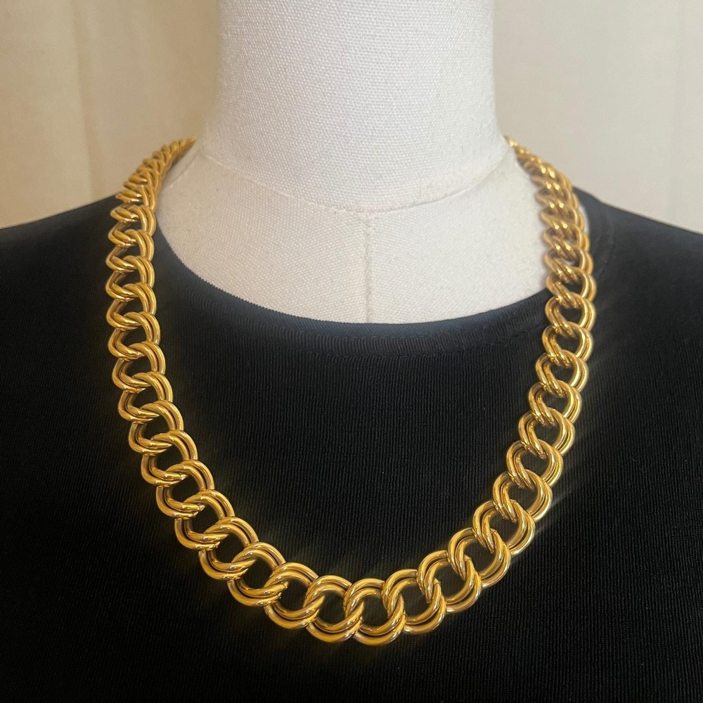 Vintage Chunky‎ Gold Chain Necklace 24" Heavy Bold Statement Link